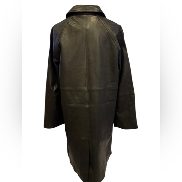 H&M NWT Knee Length Black Leather Jacket in Sz M - Picture 8 of 15